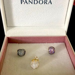 Three Pandora rhinestone Charms
